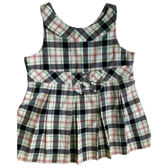 Gymboree flannel pleated layering tank top shirt navy red green pink plaid 5 - Picture 1 of 4